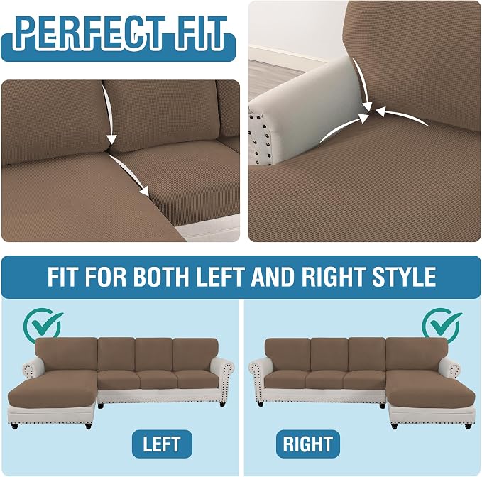 H.VERSAILTEX Sectional Couch Covers 4 Pieces Sofa Seat Cushion Covers L Shape - Image 5