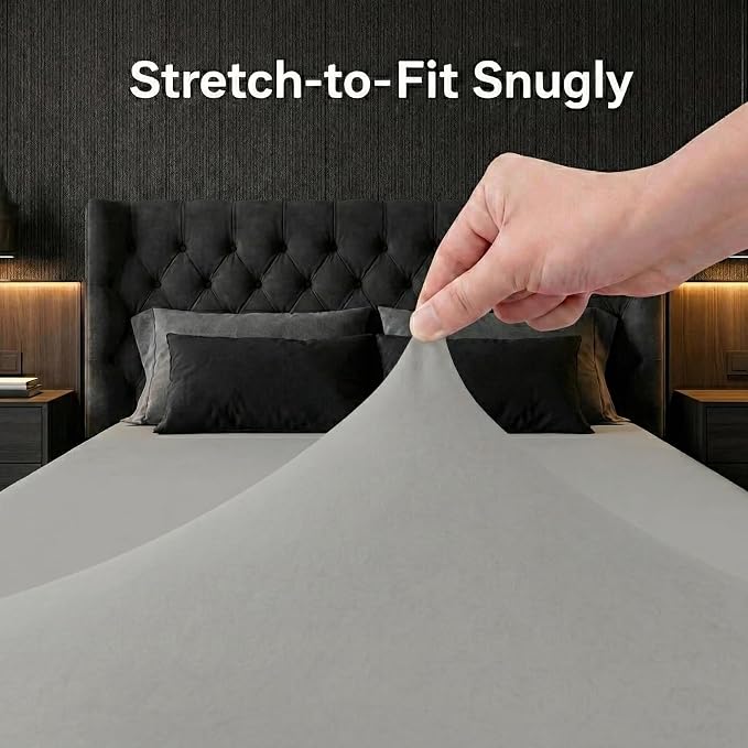 Stretchy Queen Fitted Sheet for 4 Inch Low Profile Mattress - Image 2