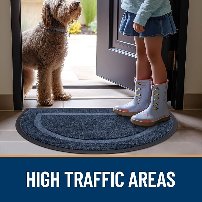 OLANLY Half Circle Front Door Mat Outside 29.5x17 All-Season Rubber Doormat | - Image 8
