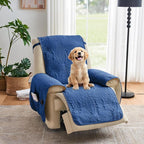 Blue Recliner TV Chair Covers, Quilted Décor Water-Repellent Medium Lazy Boy by Pamhaven