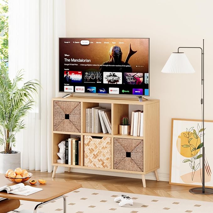 6 Cube Storage Organizer, Wood Bookcase - Image 2