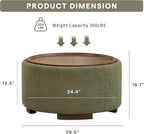 29.5 Inch Round Storage Ottoman Coffee Table, Modern Circle Coffee Table - Image 2
