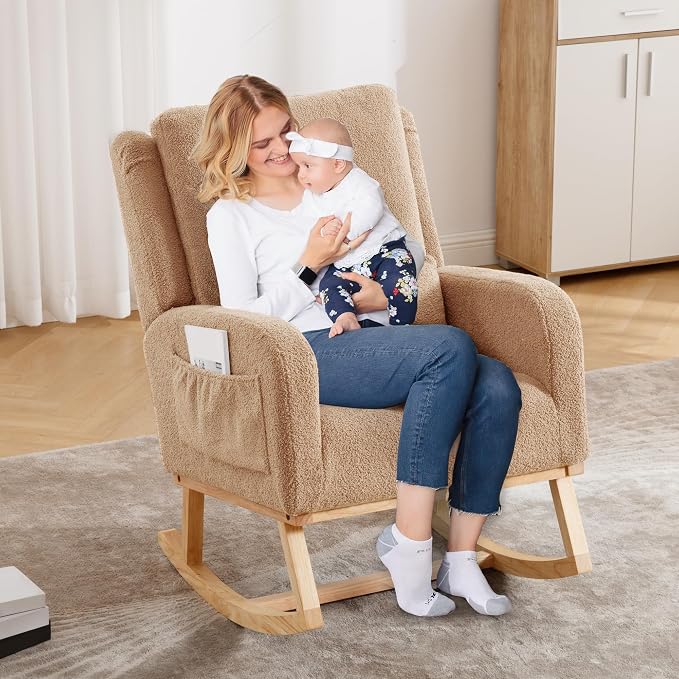 HCHAIRH Rocking Chair Nursery, Boucle Nursing Rocking Chairs, Upholstered - Image 4