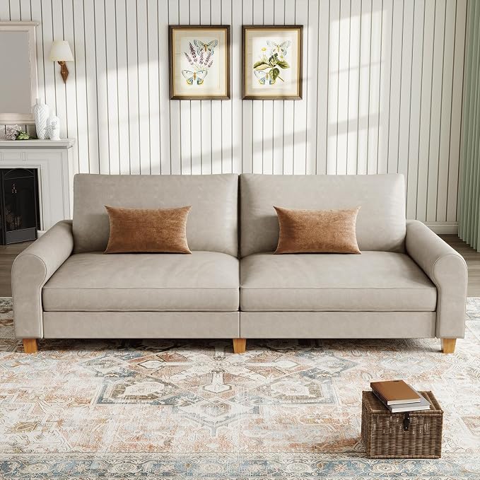 EASE MOOSE 88.5" Large Seat Faux Leather Loveseat Sofa, Waterproof and - Image 4