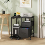 YAOHUOO Printer Stand with Power Outlet/Fabric Drawers, Printer Cabinet with - Image 6