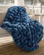 Ultra Soft Cozy Faux Fur Throw Blanket, Fuzzy Plush Thick Bubble Blanket by blunique