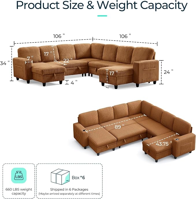 LINSY HOME Sectional Sleeper Sofa - Image 2