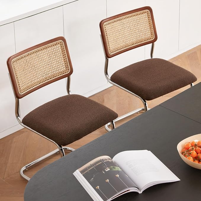 GrandNoor Rattan Dining Chairs Set, Wooden Mid Century Modern Dining Room Chairs - Image 4