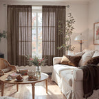 BGment Brown Linen Curtains 63 Inches Long - Image 2
