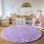 Light Purple Round Rug 4ft, Fluffy Soft Circle Area Rugs - Image 4