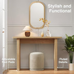 AVZEAR 43.3" Mid Century Narrow Entryway Console Table, Modern Fluted Wood - Image 4