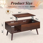WLIVE Coffee Table for Living Room, Lift Top Coffee Table - Image 3