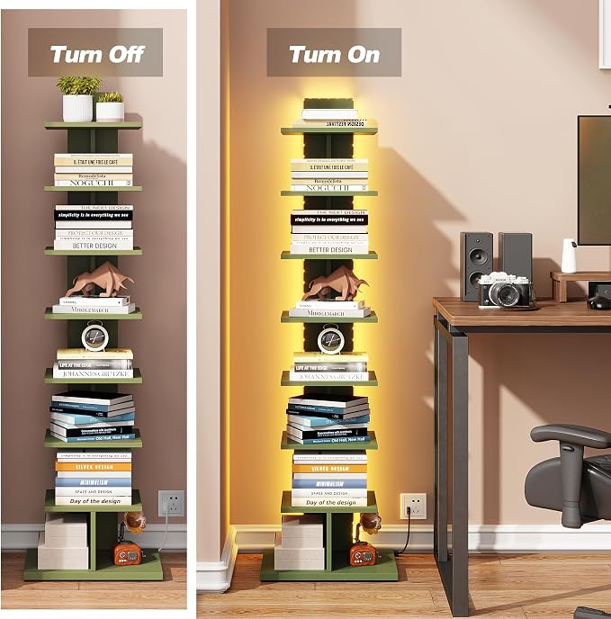 TUTOTAK Narrow Bookshelf, 8-Tier Bookcase - Image 4