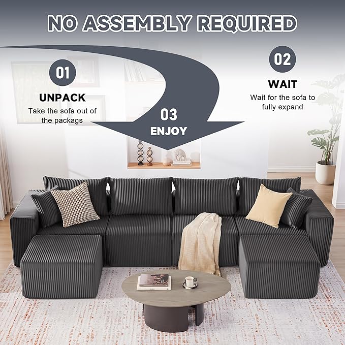 Weture 135.4" Cloud Couch Sectional, Modular Sectional Sofa - Image 5