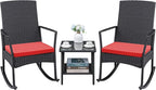 Greesum 3 Pieces Patio Furniture Set Outdoor Wicker Rocking Chairs by BuynowfromGreesum