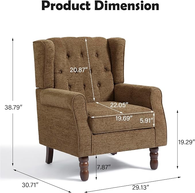 Mid-Century Modern 2-Piece Wingback Chair Set - Image 2