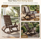 VINGLI Wooden Porch Rocking Chair, Heavy Duty Outdoor Rocking Chair - Image 7