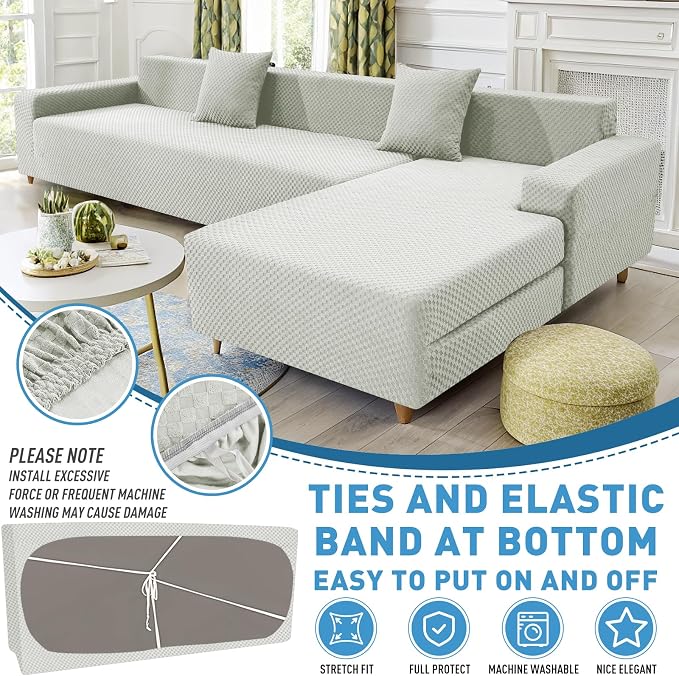 ZNSAYOTX Sectional Couch Covers, Stretch Jacquard Slipcovers - Image 3