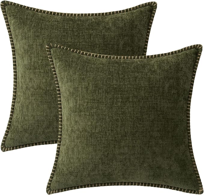 MIULEE Decorative Couch Throw Pillow Covers 20x20 Inch Olive Green 2 Pack | - Image 8