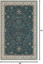 Dark Green Oushak 5x8 Living Room Rug - Image 2