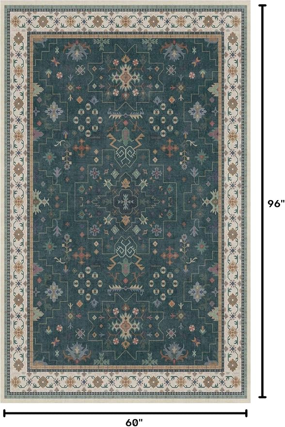 Dark Green Oushak 5x8 Living Room Rug - Image 2