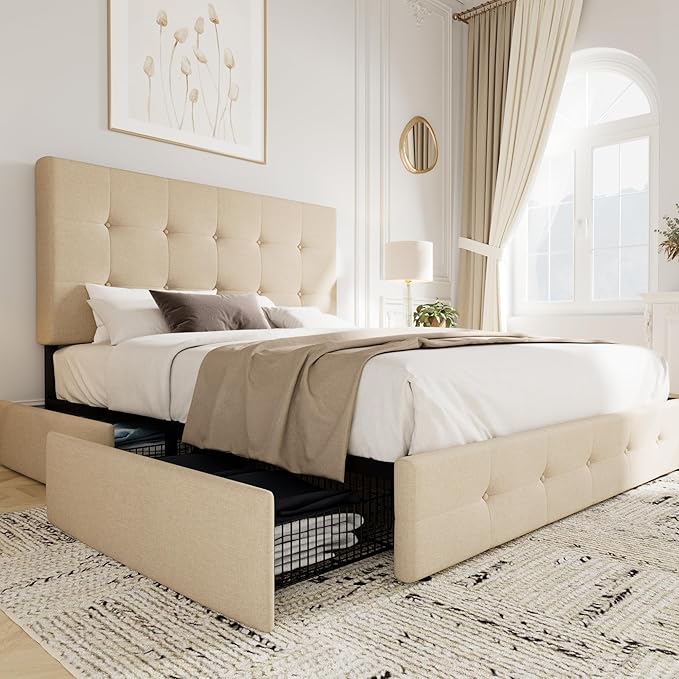 Allewie Upholstered Full Size Platform Bed Frame by Allewie