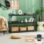 HCHQHS Bookshelf, 3-Tier Long Industrial Bookcase, Freestanding Horizontal - Image 6
