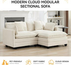 76'' Cloud Deep Seat Loveseat, Upholstered Chenille Modular 2-Seats Sectional - Image 7