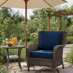 Summsun Outdoor Chair Cushions, Faux Linen Backrest and Deep Seat Cushion Set - Image 2