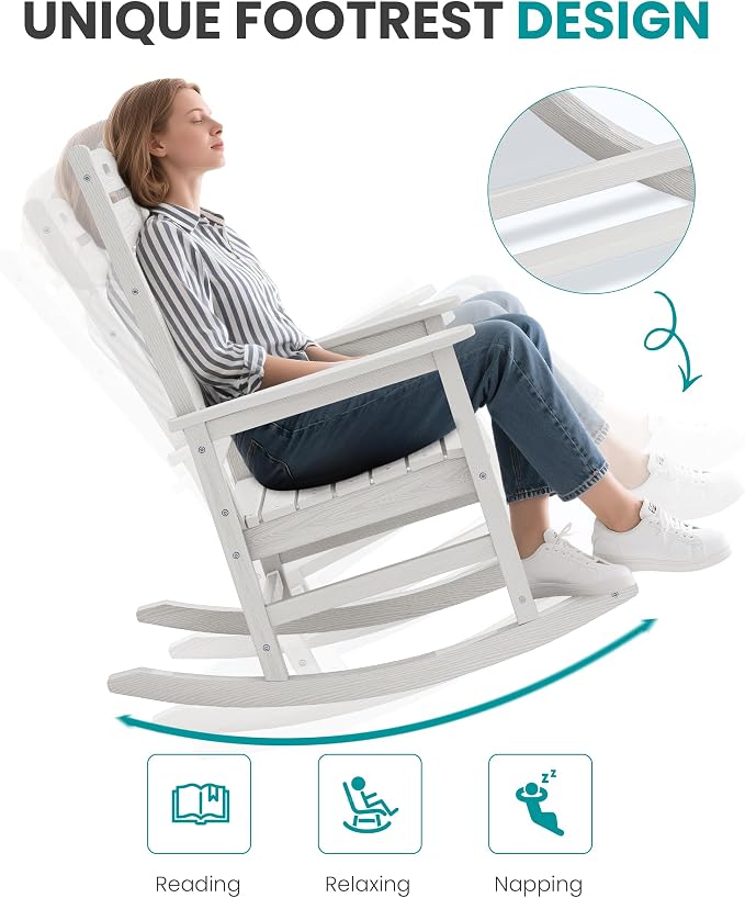 SERWALL HDPE Outdoor Rocking Chair, Oversized Rocking Chair - Image 8