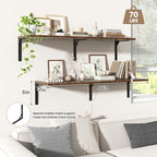 Fun Memories Rustic Brown 12 Inch Deep Floating Shelves Set of 2, Wall Mounted - Image 4