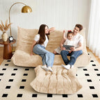 Bean Bag Ottoman, Memory Foam Lazy Bean Bag Sofa, Fireside Chair Foot Rest - Image 4