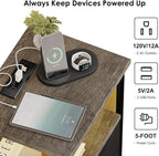 Fixwal Night Stand with Charging Station, LED Nightstand with U-S-B Ports and - Image 5