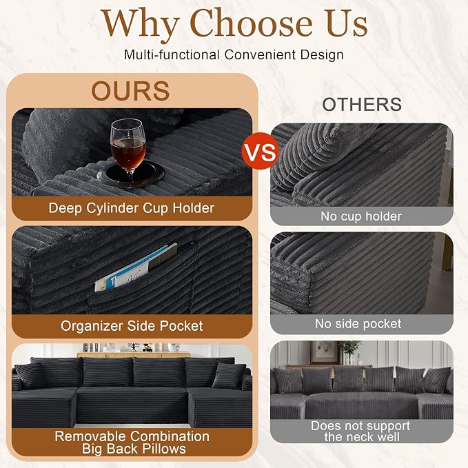 125" Modular Sectional Sleeper Sofa, Boneless Cloud Couch - Image 4