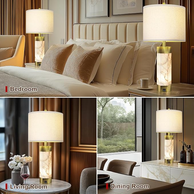 Natural Alabaster Table Lamps Set of 2, Table Lamp - Image 6