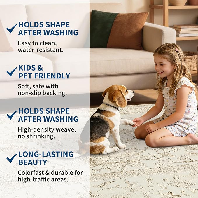 GarveeHome Vintage Beige Area Rug 9x12 - Image 8