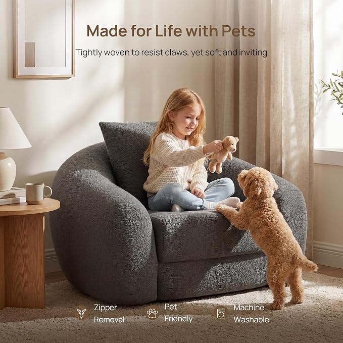 SICOTAS 49.9" Curved Convertible Sofa Couch Bed - Image 5