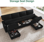 HONBAY Sectional Sofa with Storage Seat Velvet U Shaped Couch with Reversible - Image 3