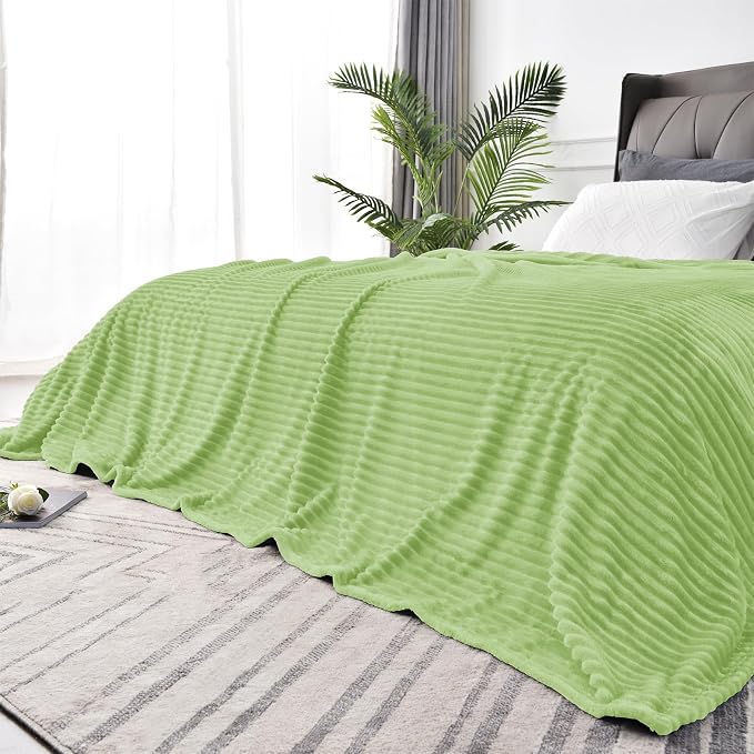 BEDELITE 3D Ribbed Jacquard Green Blankets Queen Size by BEDELITE