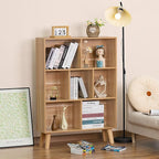 LEYAOYAO Wooden 7 Cube Book Shelf, Natural 3 Tier Bookshelf - Image 4