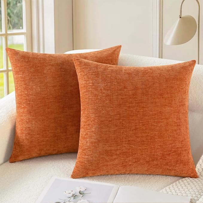 CaliTime Fall Decorative Throw Pillow Covers 16 X 16 Inches Burnt Orange | Pack by CaliTime