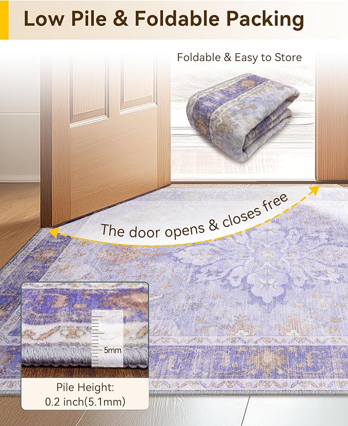 RELEANY Washable Area Rug, Small 2'6"x4', Water Repellent, Pet Friendly - Image 5