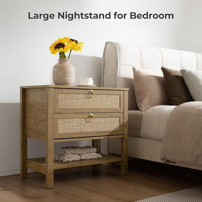 SICOTAS Night Stand with Drawers and Storage Shelf - Image 8