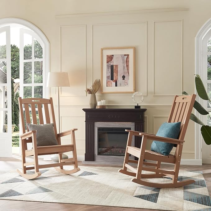 Psilvam Oversized Outdoor Rocking Chair Set of 2, Porch Rocker - Image 7
