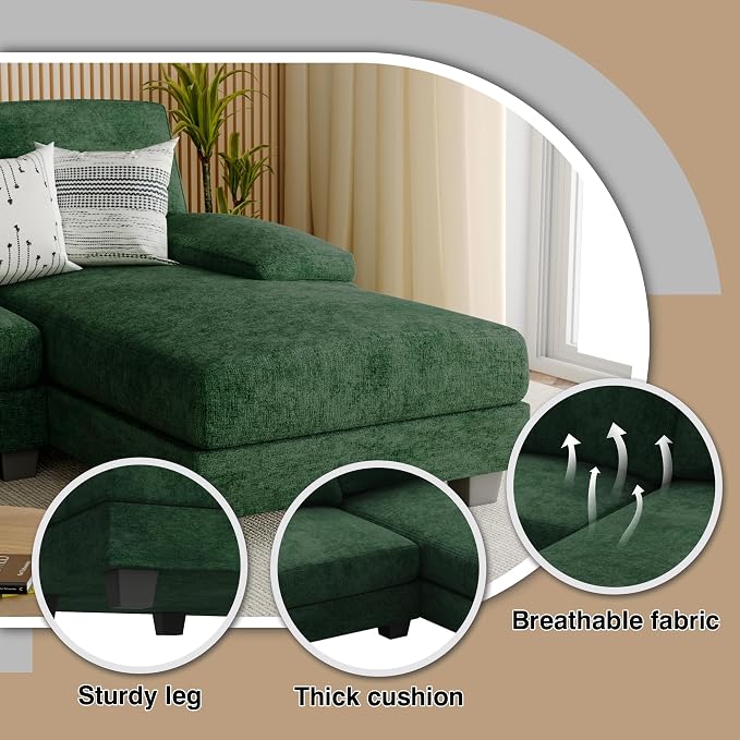 Furniwell Convertible Sectional Sofa Couch, 4 Seat Sofa Set - Image 3