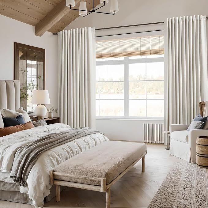 Extra Wide 100% Blackout Linen Curtains - Image 7