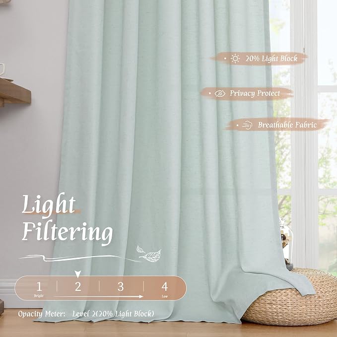 48 Inch Length Short Window Linen Curtains - Image 4