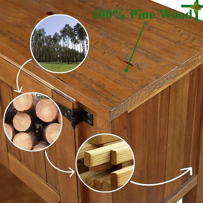 46" Solid Wood Buffet Sideboard, Farmhouse Console Table - Image 3