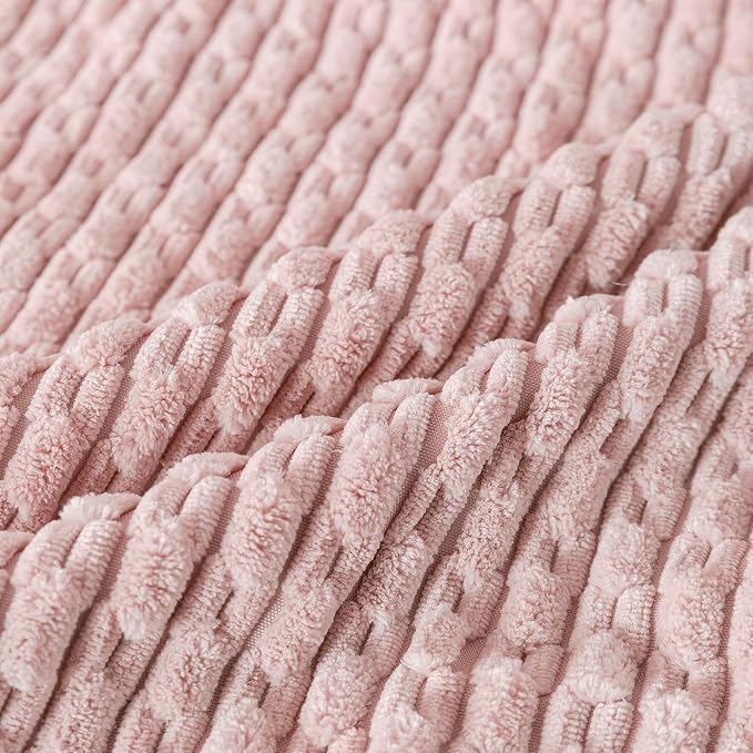 Set of 4 Light Pink Decorative Throw Pillow Covers 22x22 Inch Corduroy Pillow - Image 4