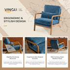 VINGLI Chenille Mid-Century Modern Accent Chair, Cute Reading Arm Chair - Image 4